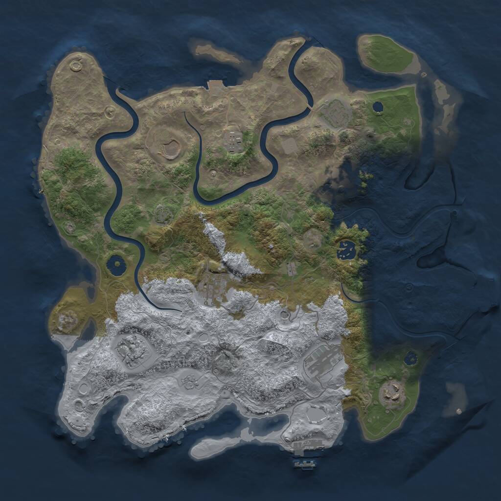 Rust Map: Procedural Map, Size: 3800, Seed: 14991783, 15 Monuments