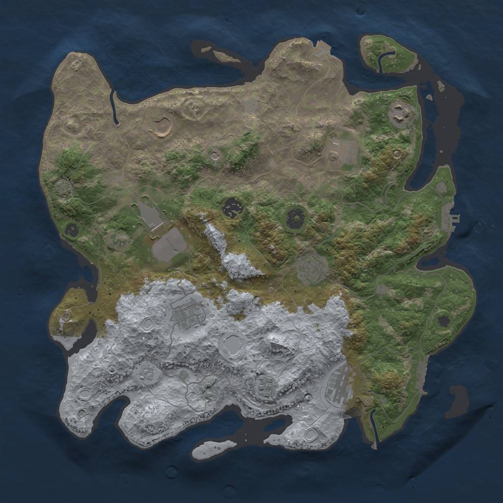 Rust Map: Procedural Map, Size: 3800, Seed: 14991783, 17 Monuments