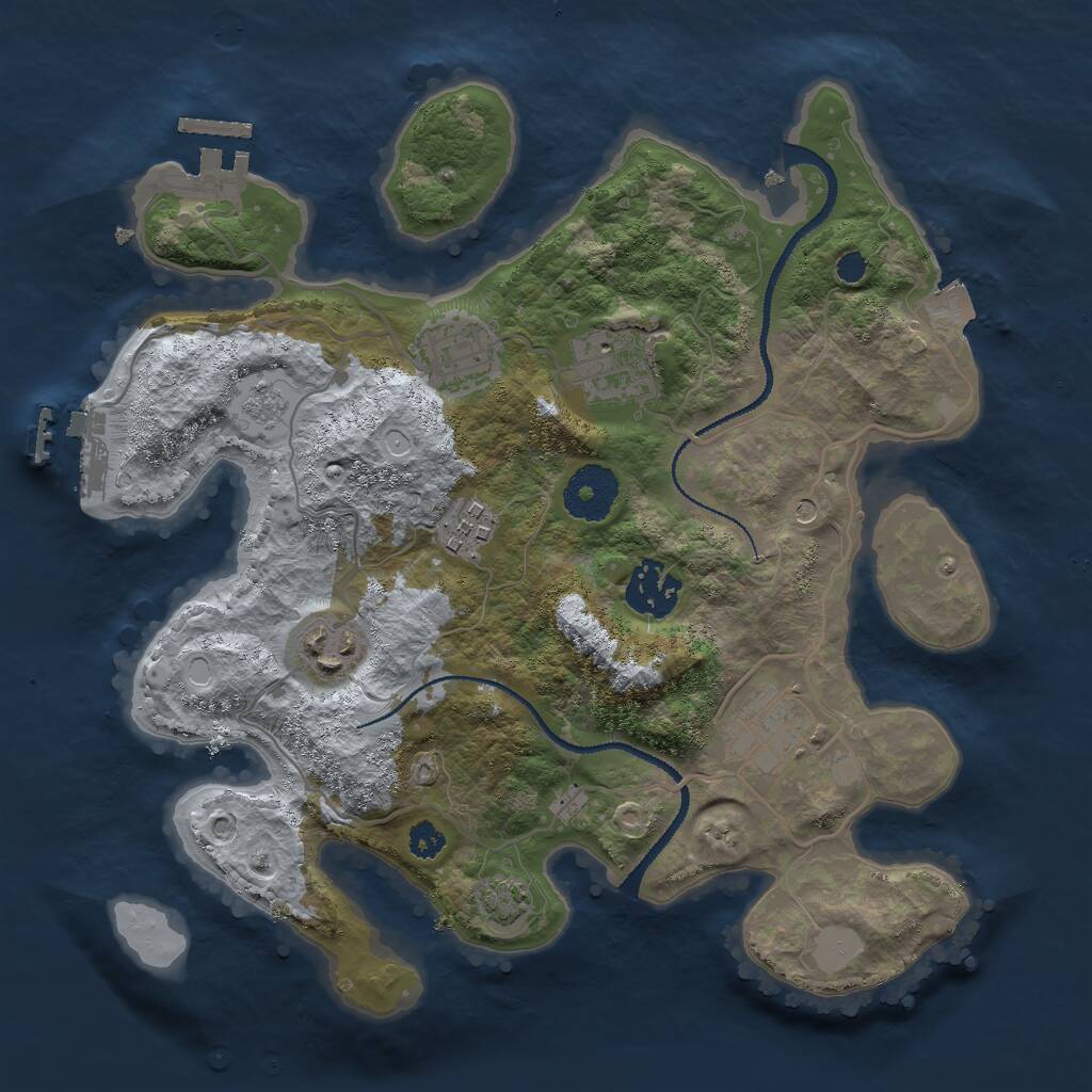 Rust Map: Procedural Map, Size: 3000, Seed: 11854, 12 Monuments