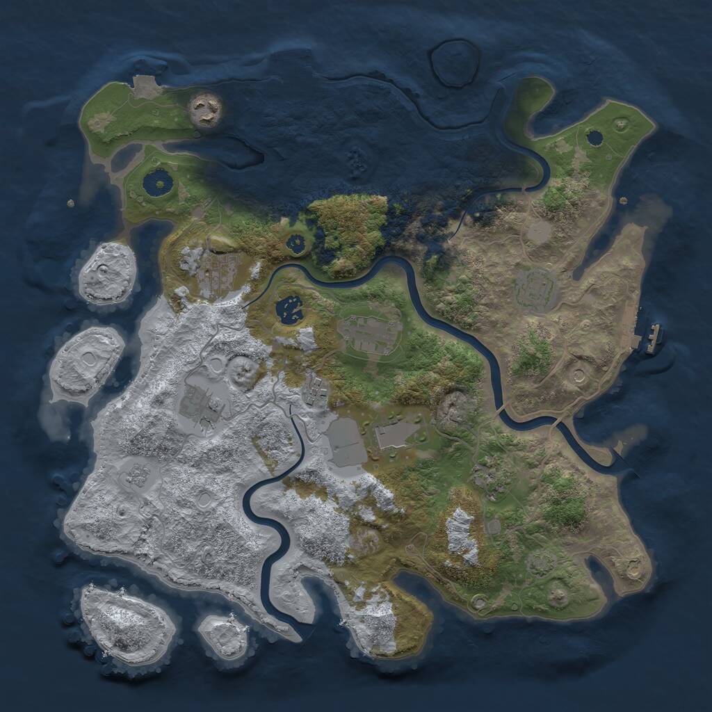 Rust Map: Procedural Map, Size: 3800, Seed: 1250121189, 15 Monuments