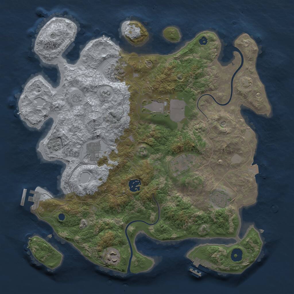 Rust Map: Procedural Map, Size: 3500, Seed: 6177641, 14 Monuments