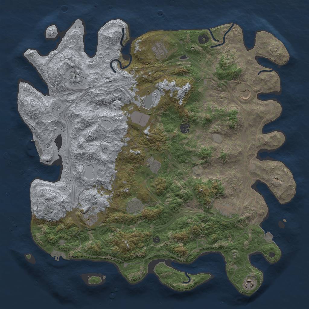 Rust Map: Procedural Map, Size: 4500, Seed: 973051693, 19 Monuments