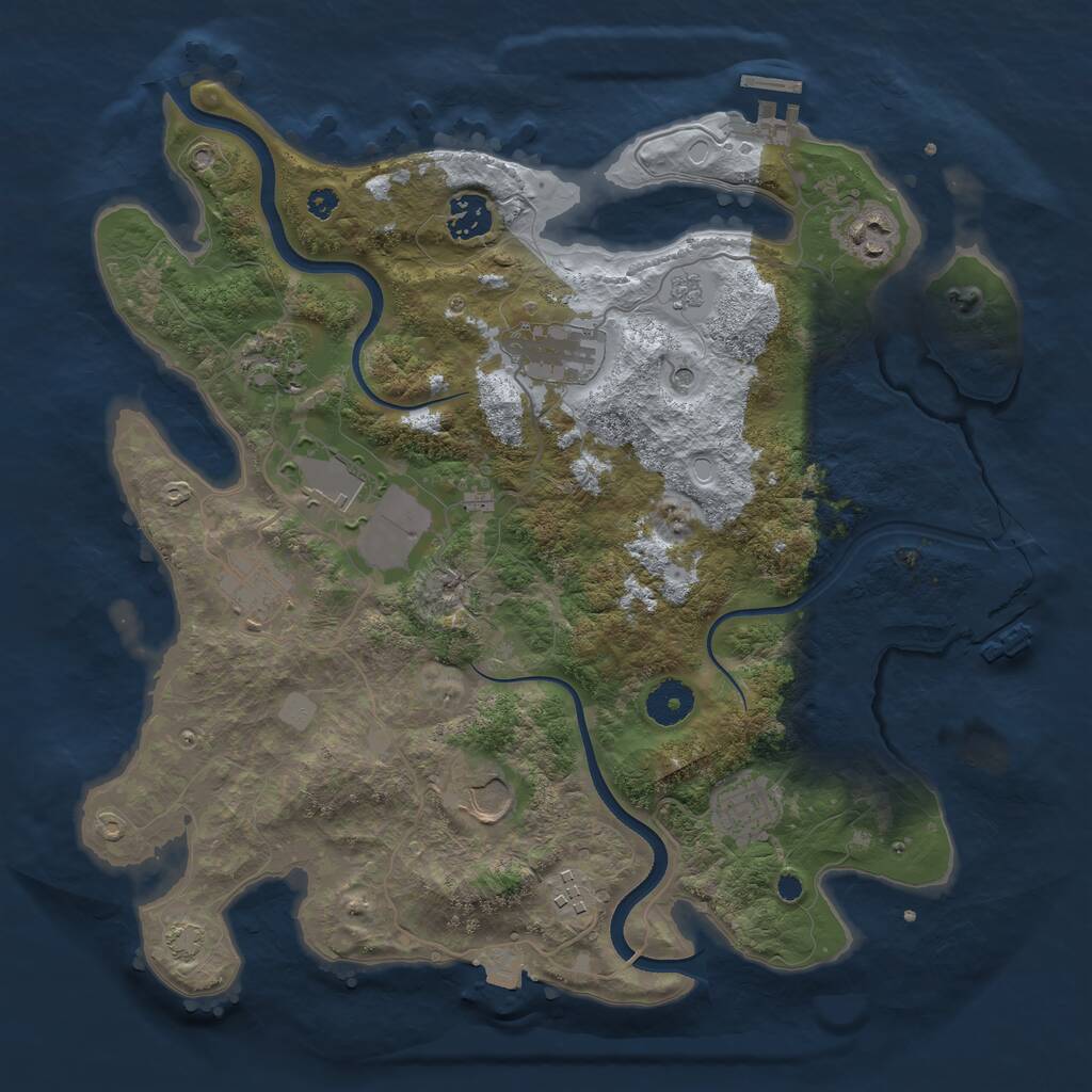 Rust Map: Procedural Map, Size: 3600, Seed: 27250764, 15 Monuments
