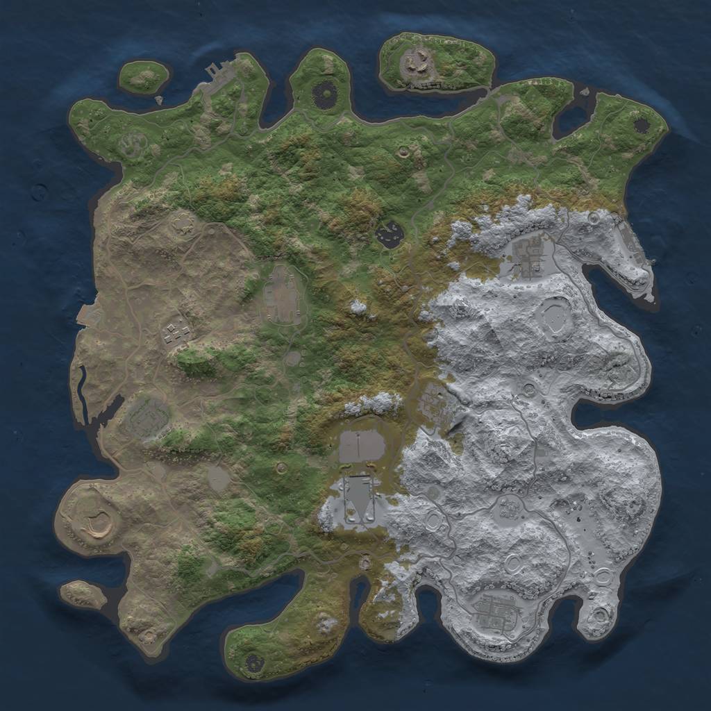 Rust Map: Procedural Map, Size: 4000, Seed: 2027426391, 18 Monuments
