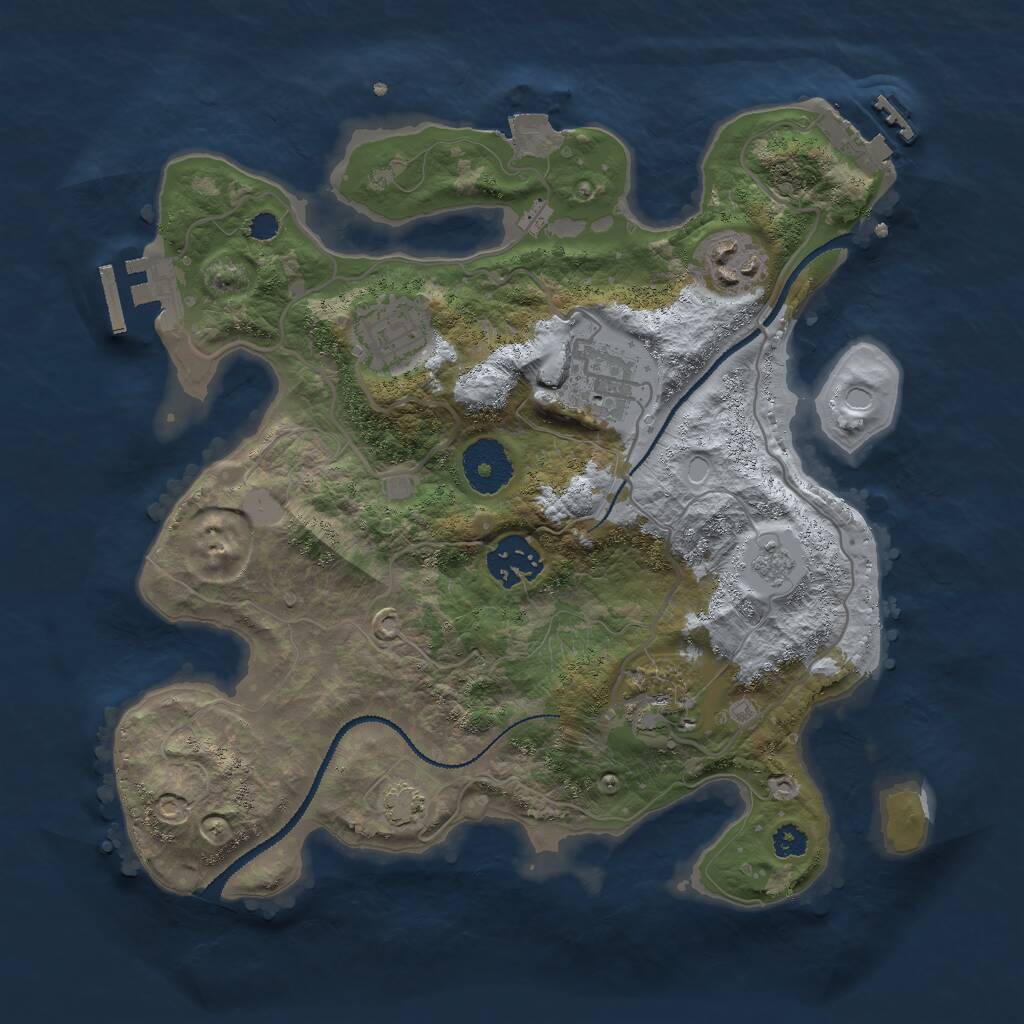Rust Map: Procedural Map, Size: 3000, Seed: 1077, 10 Monuments