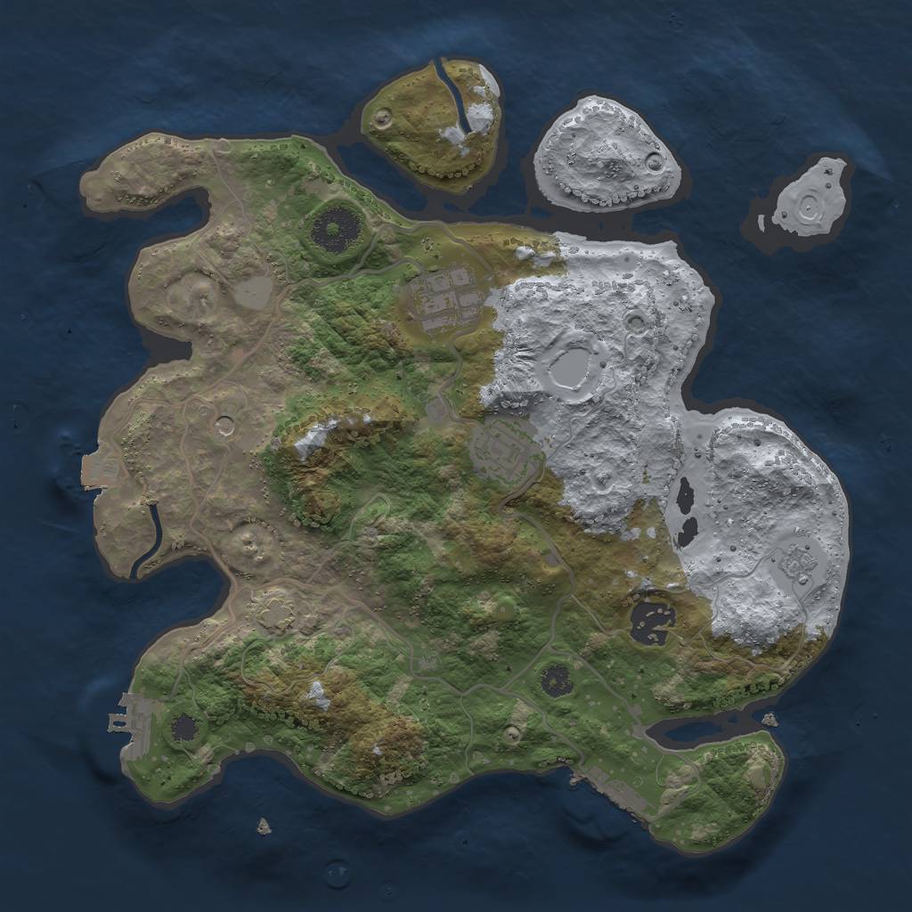 Rust Map: Procedural Map, Size: 3000, Seed: 54382, 11 Monuments