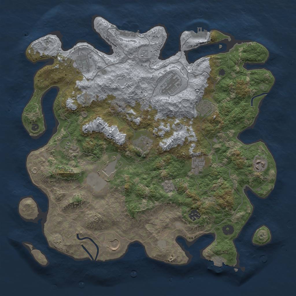 Rust Map: Procedural Map, Size: 4000, Seed: 2099199338, 19 Monuments