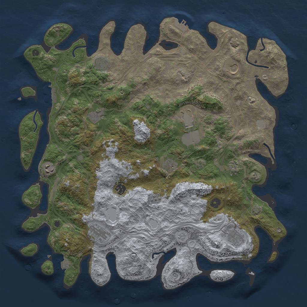 Rust Map: Procedural Map, Size: 4500, Seed: 418860, 19 Monuments