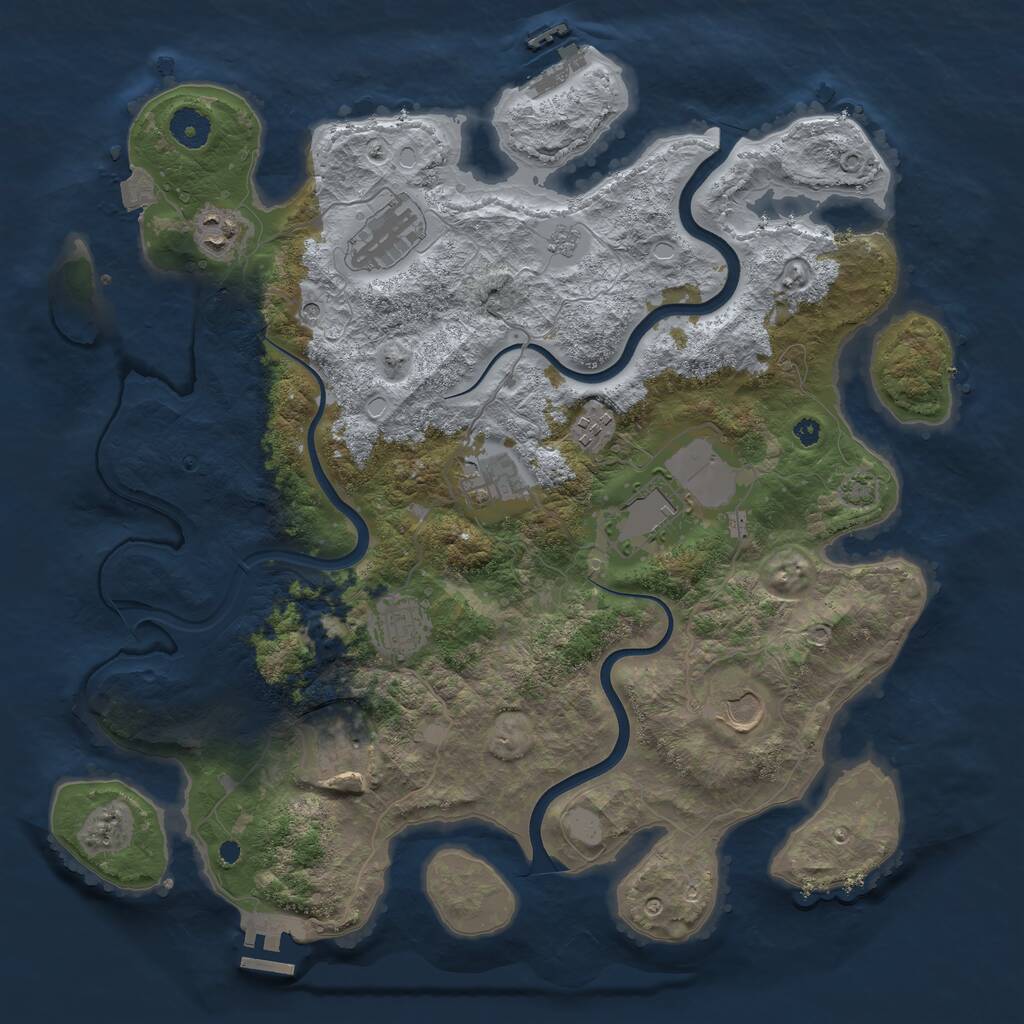 Rust Map: Procedural Map, Size: 3850, Seed: 60931627, 14 Monuments