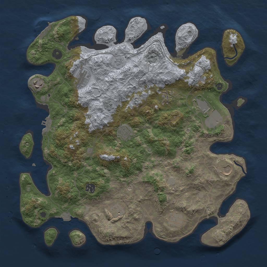Rust Map: Procedural Map, Size: 4000, Seed: 199243073, 18 Monuments