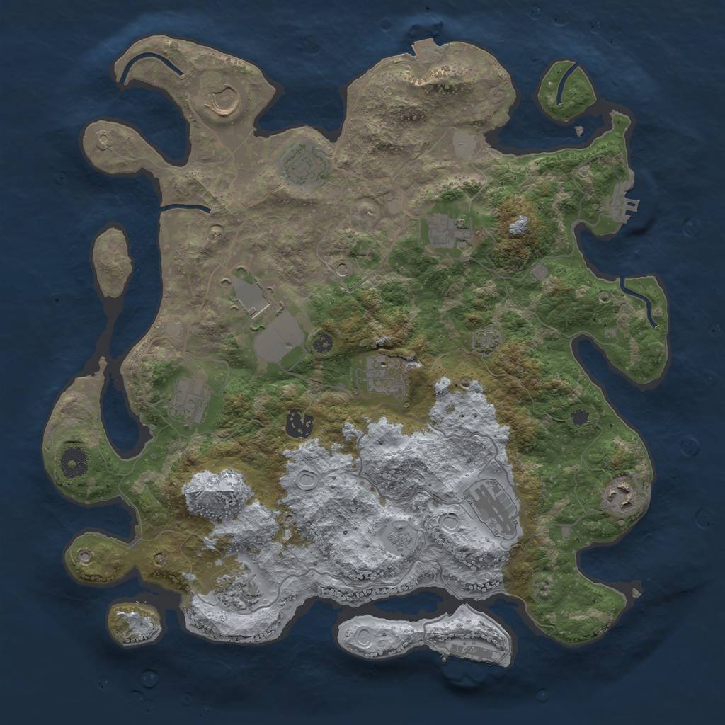 Rust Map: Procedural Map, Size: 3750, Seed: 326932, 18 Monuments