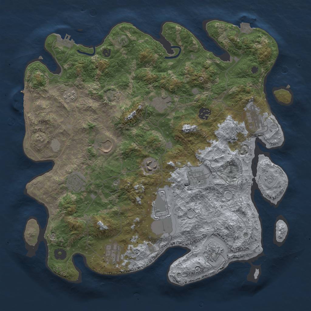 Rust Map: Procedural Map, Size: 3800, Seed: 279649295, 19 Monuments
