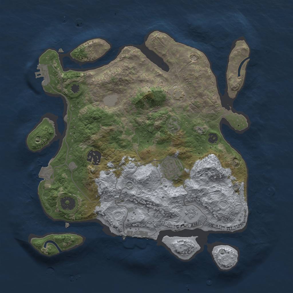 Rust Map: Procedural Map, Size: 3000, Seed: 14259130, 10 Monuments