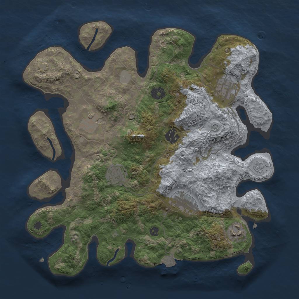 Rust Map: Procedural Map, Size: 3250, Seed: 280424, 12 Monuments