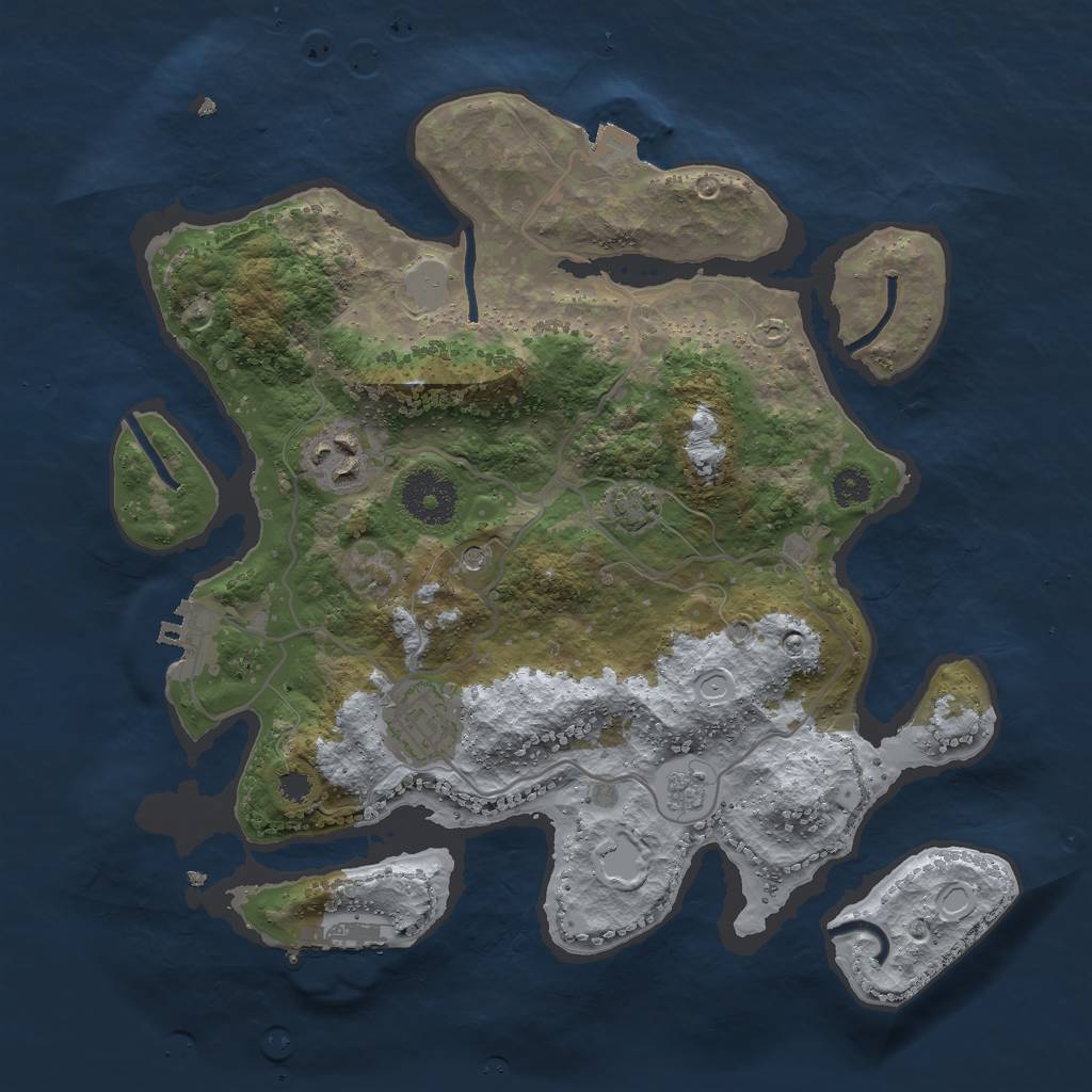 Rust Map: Procedural Map, Size: 3000, Seed: 28436, 10 Monuments