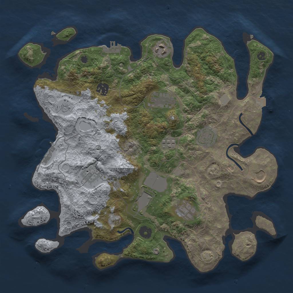 Rust Map: Procedural Map, Size: 3500, Seed: 1689574873, 17 Monuments