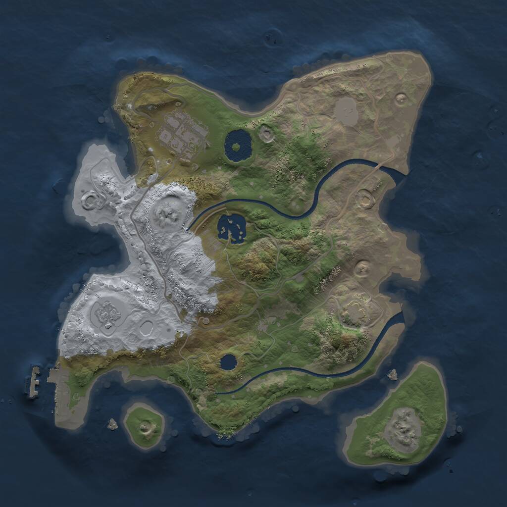Rust Map: Procedural Map, Size: 2500, Seed: 1036, 6 Monuments