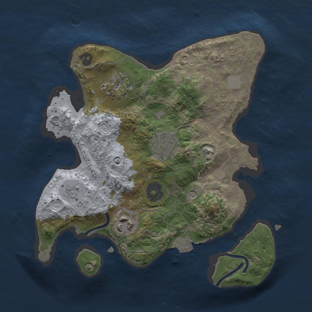 Rust Map: Procedural Map, Size: 2500, Seed: 1036, 8 Monuments