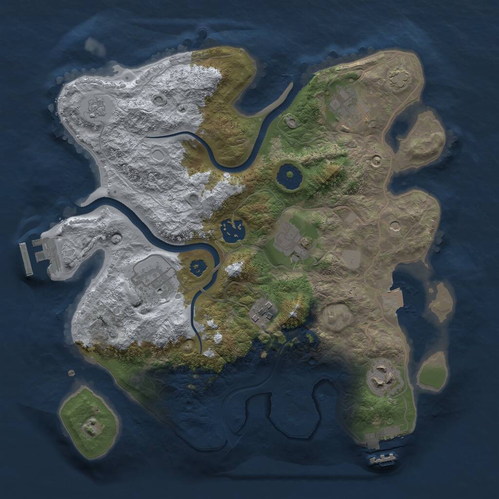 Rust Map: Procedural Map, Size: 3000, Seed: 1091739356, 12 Monuments