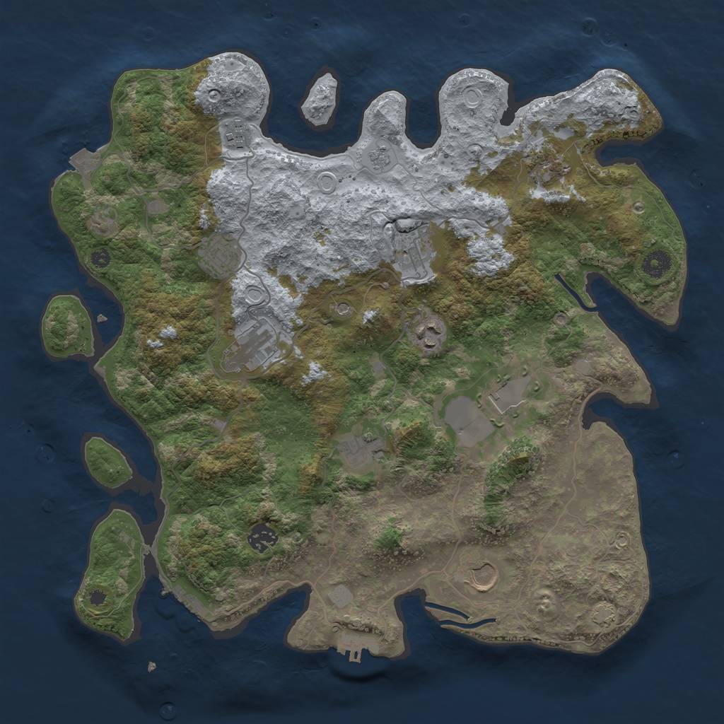 Rust Map: Procedural Map, Size: 3850, Seed: 64815706, 18 Monuments