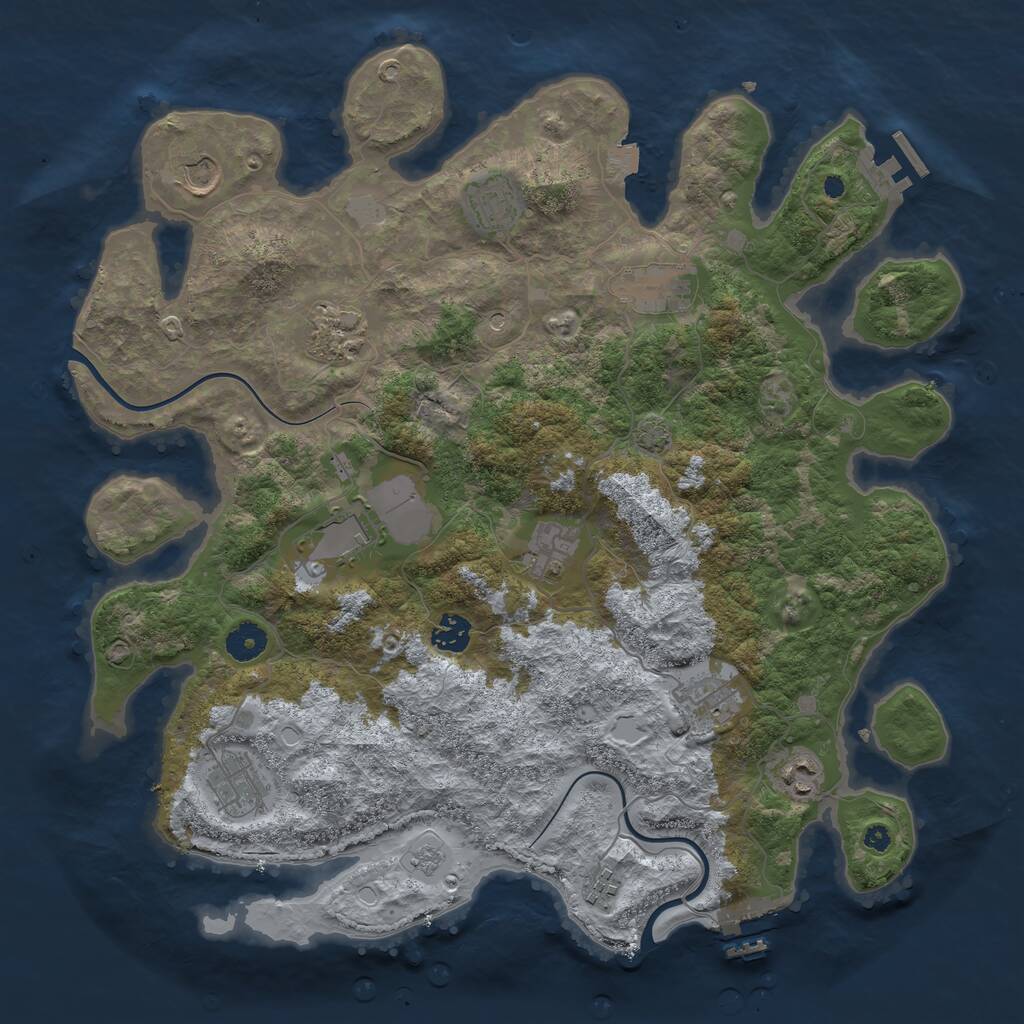 Rust Map: Procedural Map, Size: 3950, Seed: 65350646, 17 Monuments