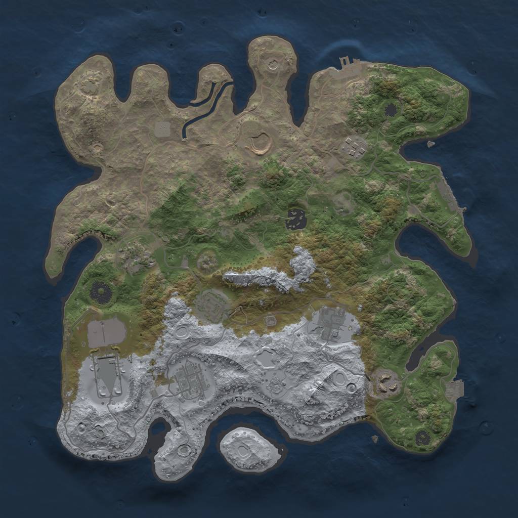 Rust Map: Procedural Map, Size: 3500, Seed: 72753779, 17 Monuments
