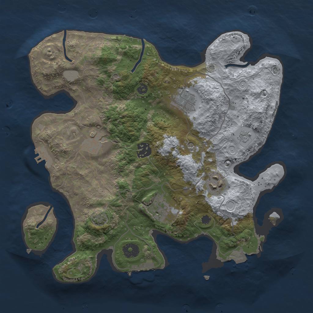 Rust Map: Procedural Map, Size: 3000, Seed: 4462, 13 Monuments