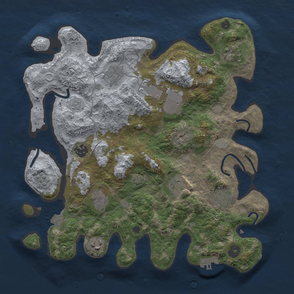 Rust Map: Procedural Map, Size: 3500, Seed: 1261537023, 15 Monuments