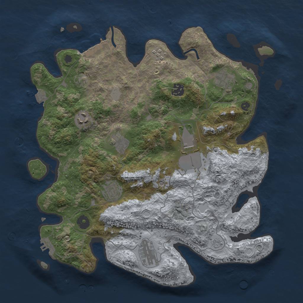 Rust Map: Procedural Map, Size: 3500, Seed: 1219566255, 15 Monuments
