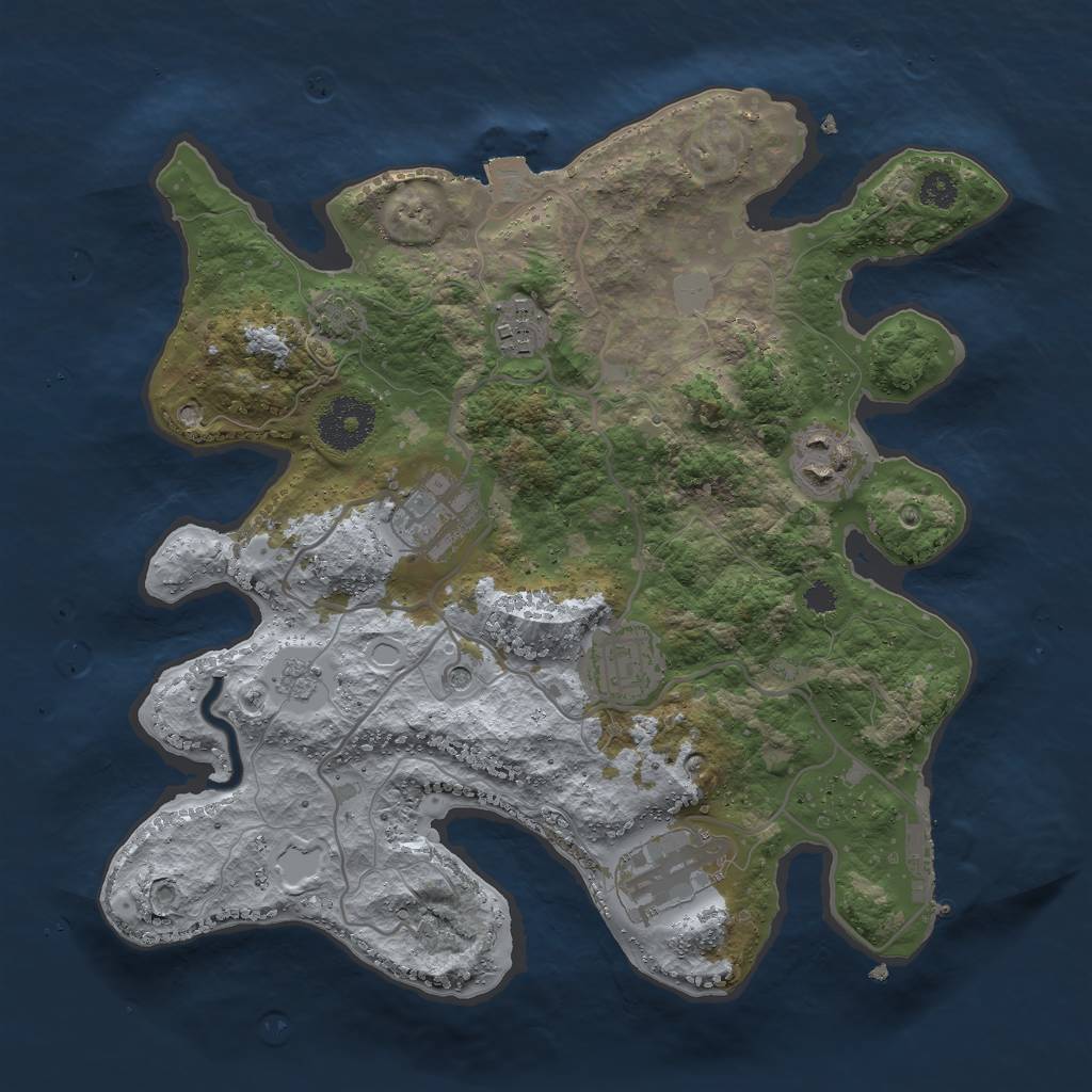 Rust Map: Procedural Map, Size: 3000, Seed: 923274168, 12 Monuments