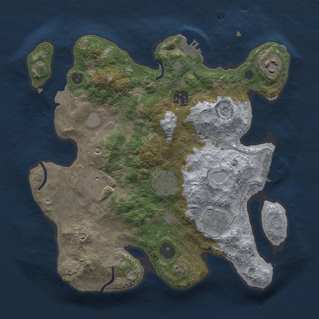 Rust Map: Procedural Map, Size: 3000, Seed: 147993212, 12 Monuments