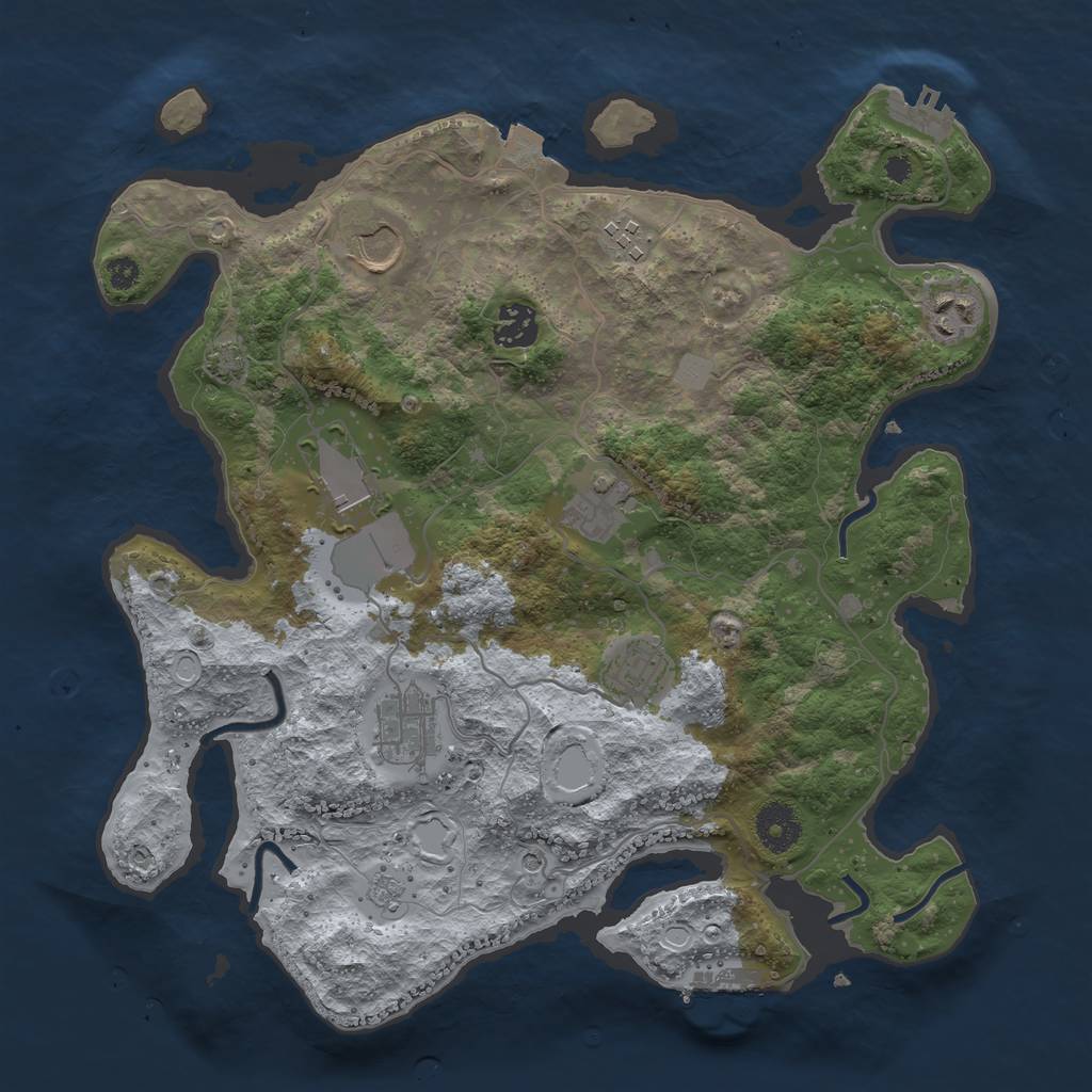 Rust Map: Procedural Map, Size: 3500, Seed: 698194061, 16 Monuments