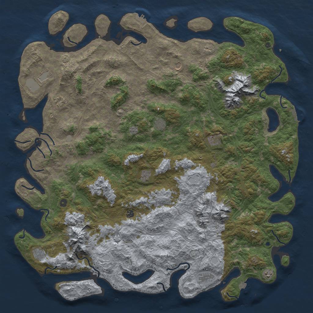 Rust Map: Procedural Map, Size: 6000, Seed: 7250, 19 Monuments