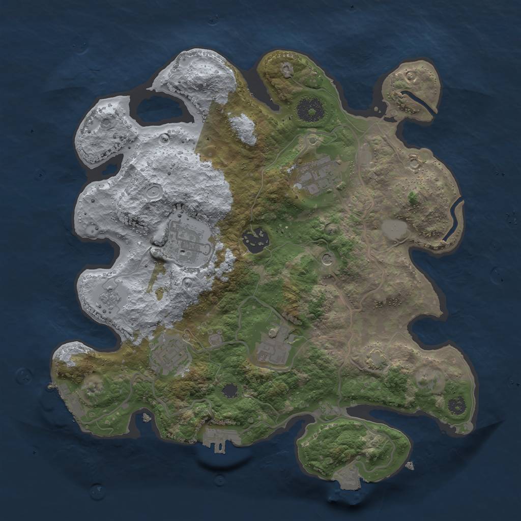 Rust Map: Procedural Map, Size: 3000, Seed: 14374, 13 Monuments
