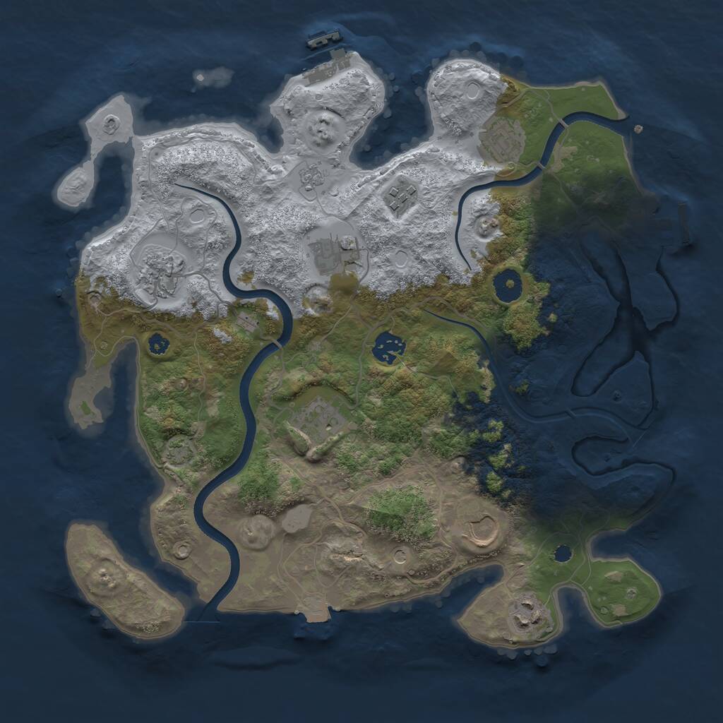 Rust Map: Procedural Map, Size: 3500, Seed: 34522, 14 Monuments