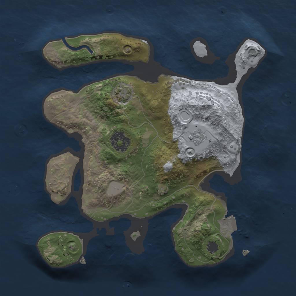 Rust Map: Procedural Map, Size: 2200, Seed: 45265, 5 Monuments