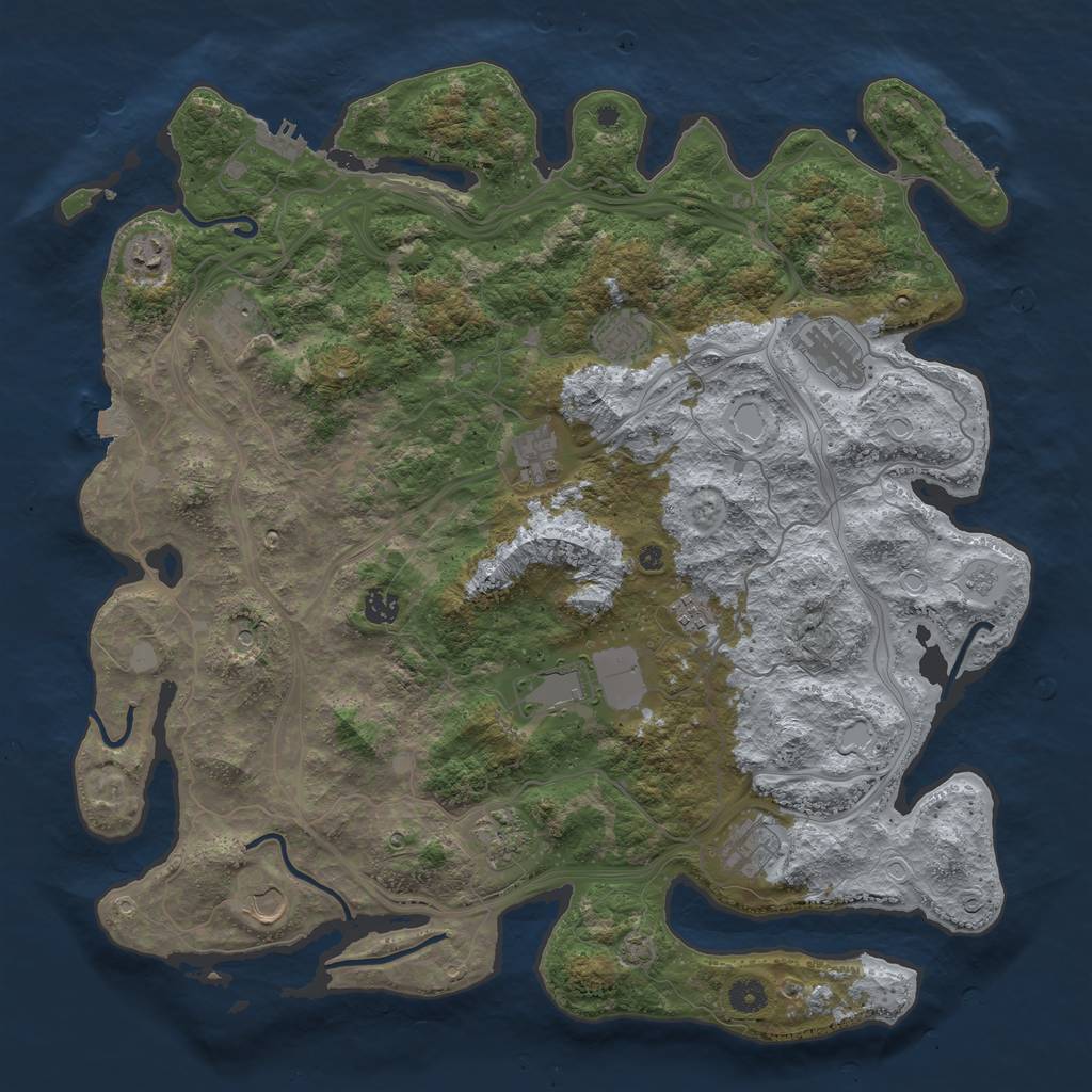 Rust Map: Procedural Map, Size: 4500, Seed: 1222997512, 19 Monuments