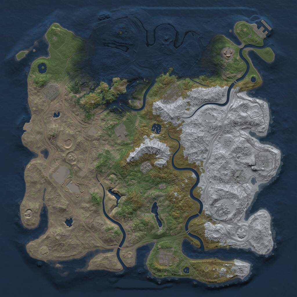 Rust Map: Procedural Map, Size: 4500, Seed: 1222997512, 17 Monuments