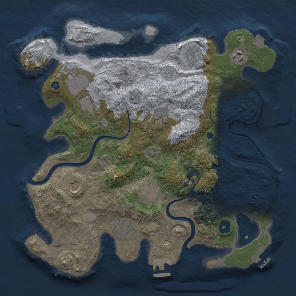 Rust Map: Procedural Map, Size: 3500, Seed: 325035, 14 Monuments