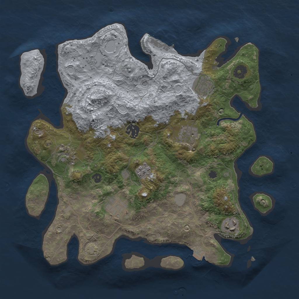 Rust Map: Procedural Map, Size: 3300, Seed: 1729200286, 14 Monuments
