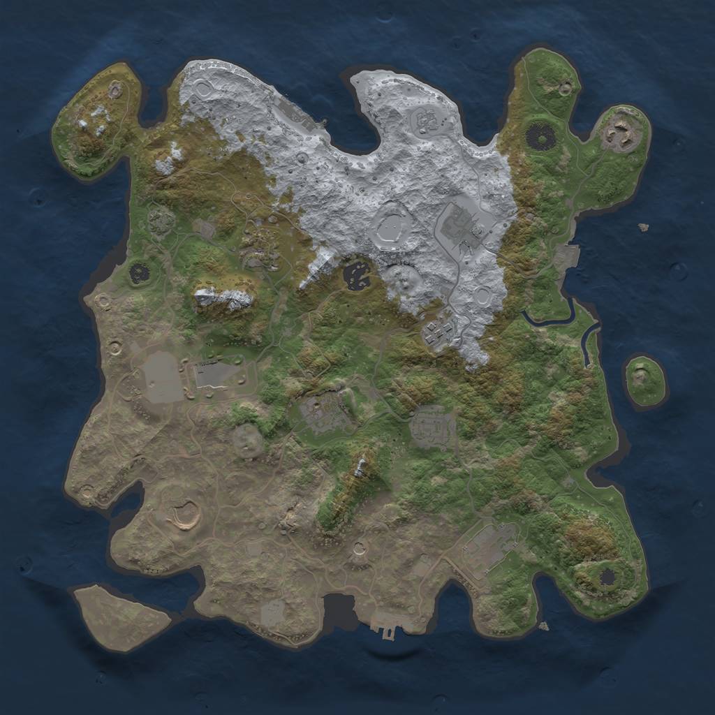 Rust Map: Procedural Map, Size: 3700, Seed: 999995163, 18 Monuments