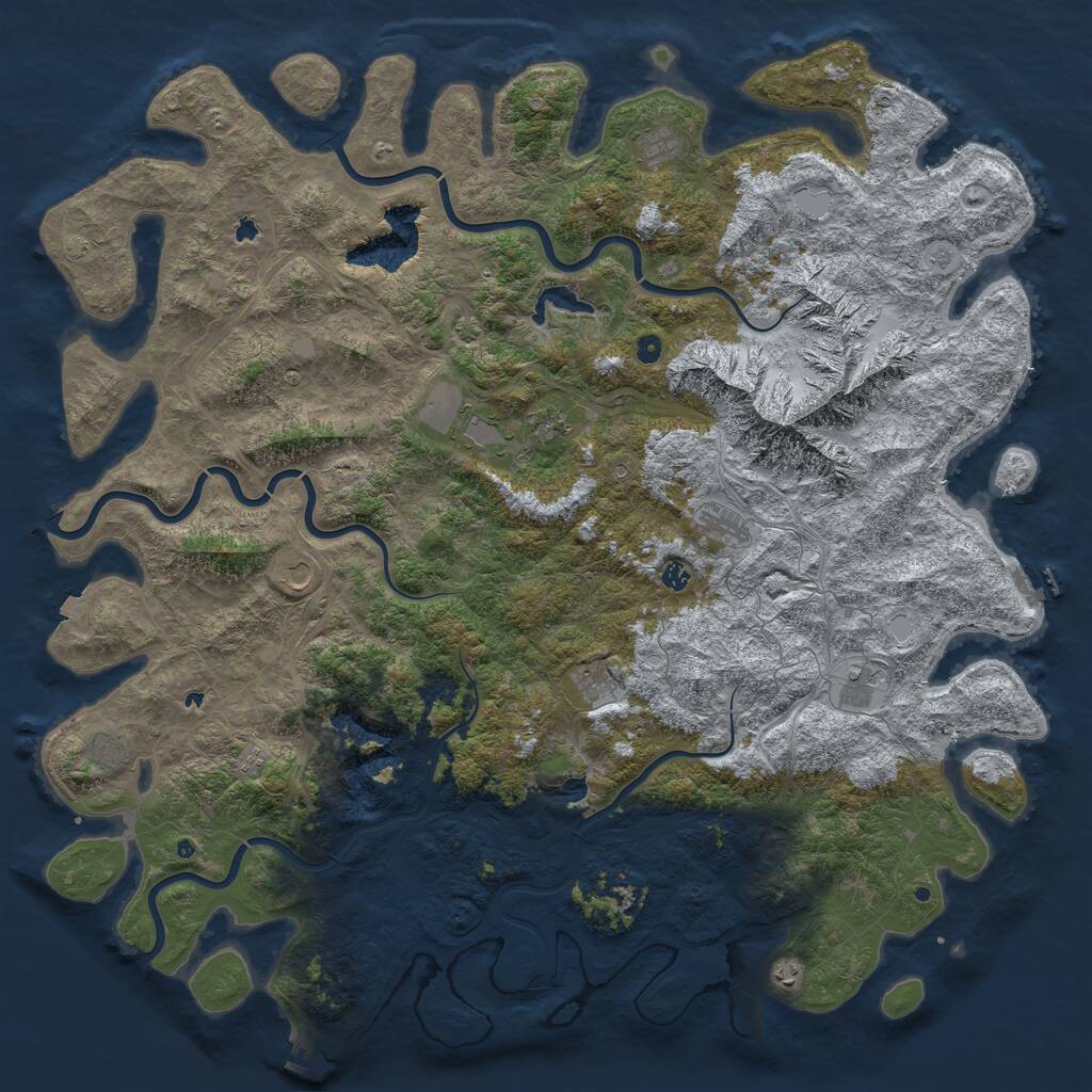 Rust Map: Procedural Map, Size: 6000, Seed: 1424822961, 17 Monuments