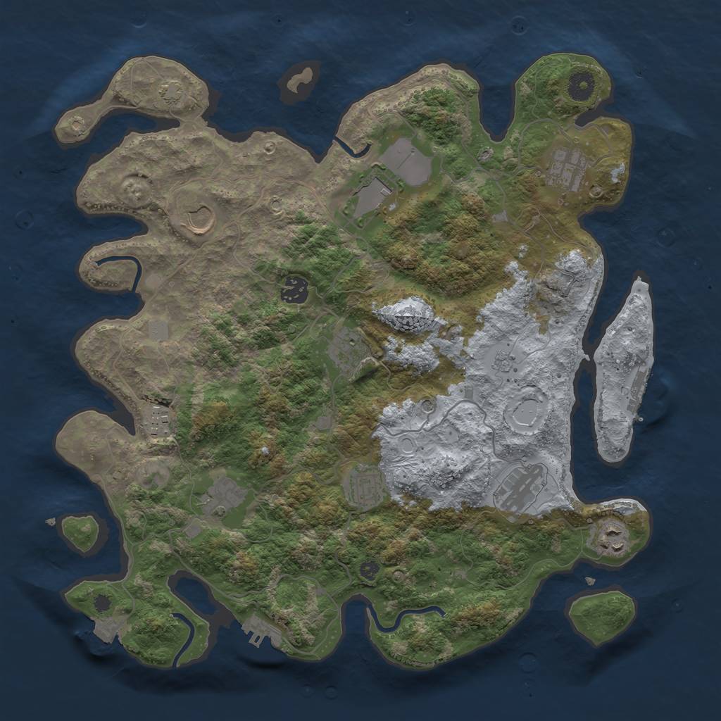 Rust Map: Procedural Map, Size: 3800, Seed: 286360959, 18 Monuments