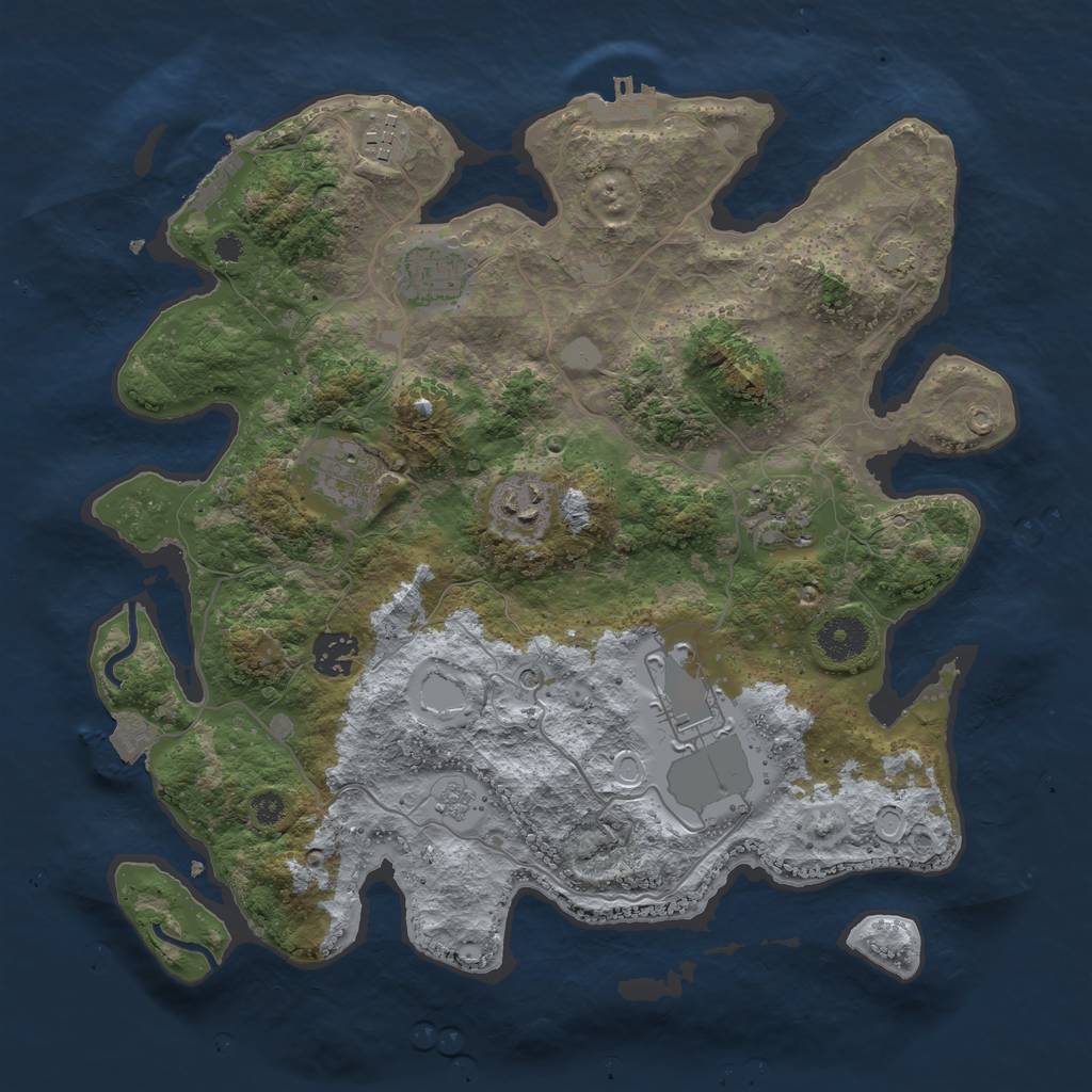 Rust Map: Procedural Map, Size: 3500, Seed: 1405132579, 15 Monuments