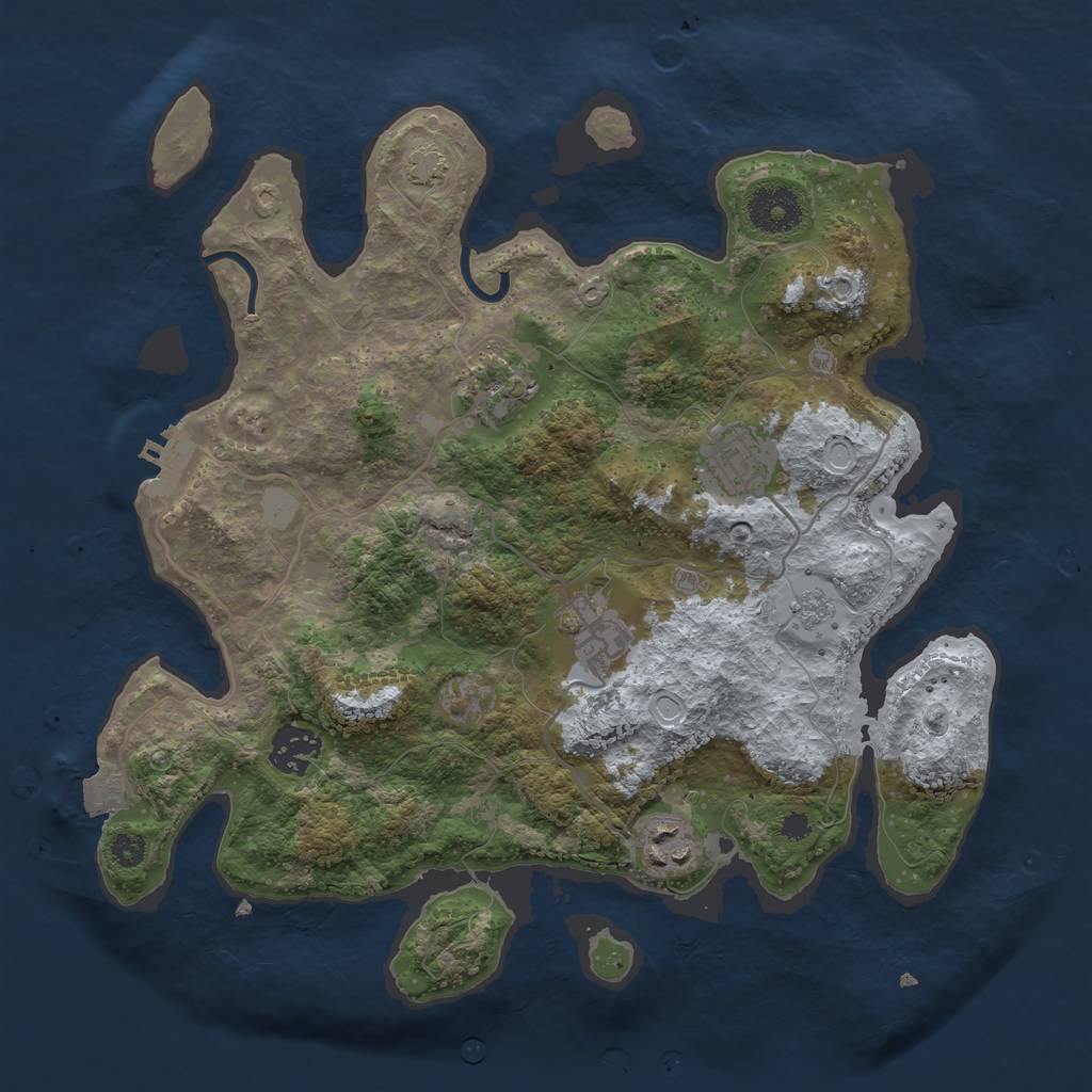Rust Map: Procedural Map, Size: 3250, Seed: 36497512, 11 Monuments