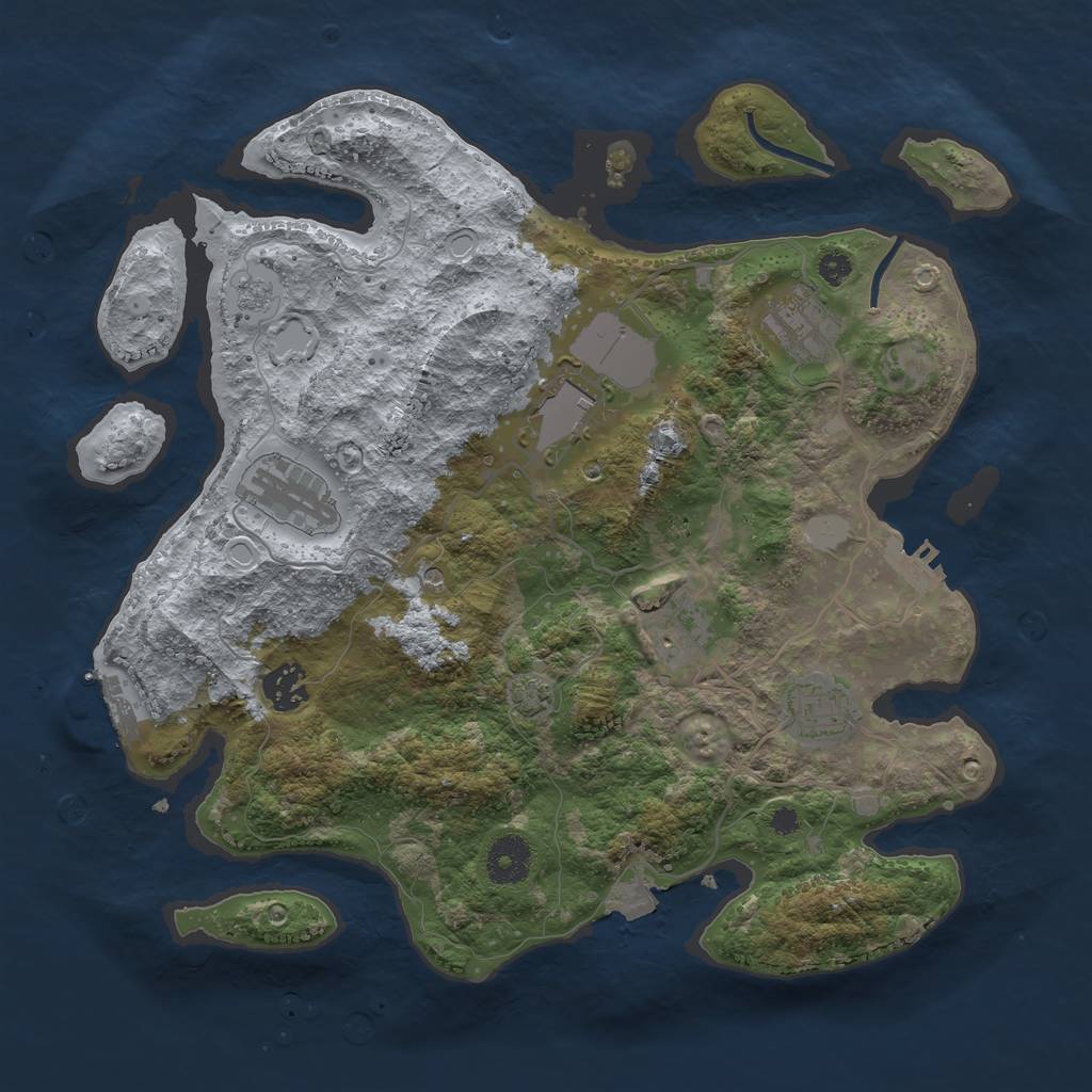 Rust Map: Procedural Map, Size: 3500, Seed: 69369323, 14 Monuments