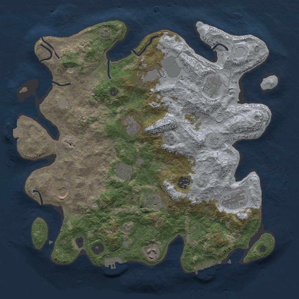 Rust Map: Procedural Map, Size: 3750, Seed: 98002330, 18 Monuments