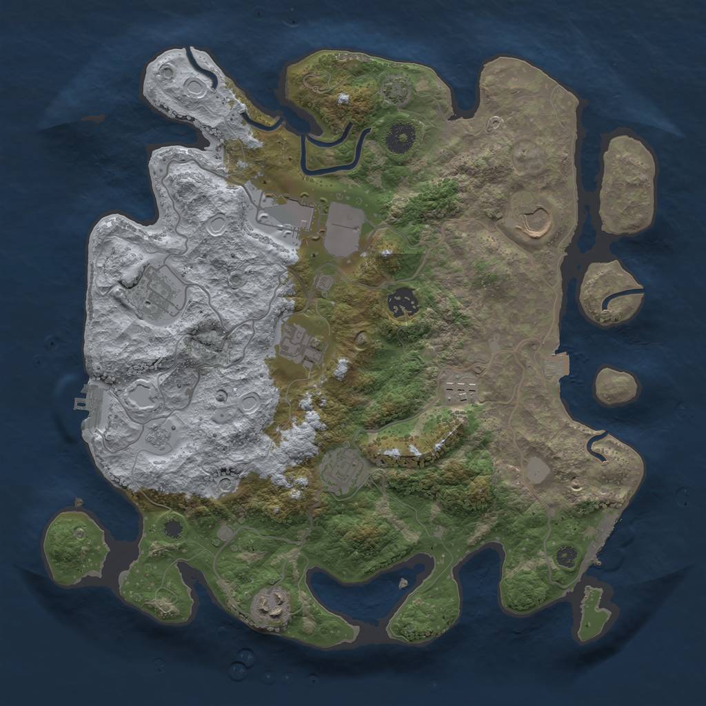 Rust Map: Procedural Map, Size: 3500, Seed: 1202051987, 16 Monuments