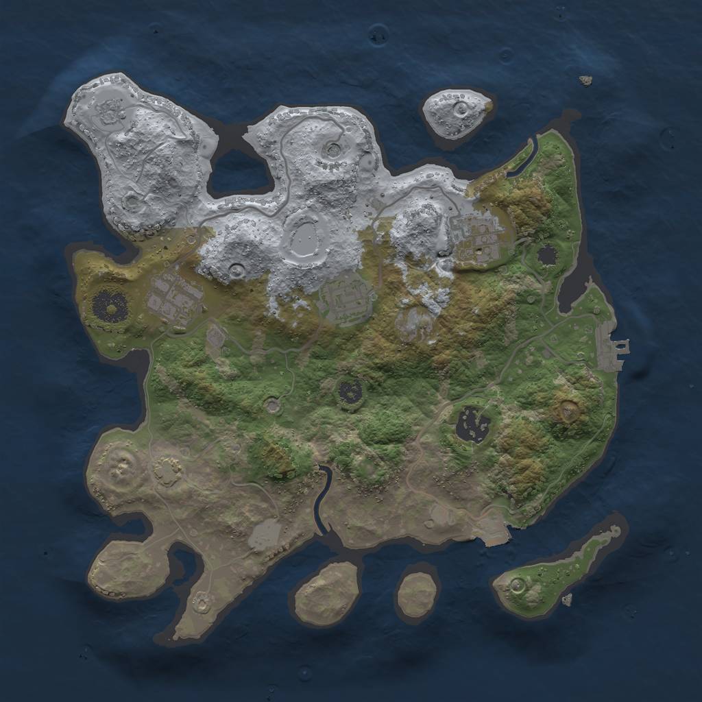 Rust Map: Procedural Map, Size: 3000, Seed: 16203, 11 Monuments