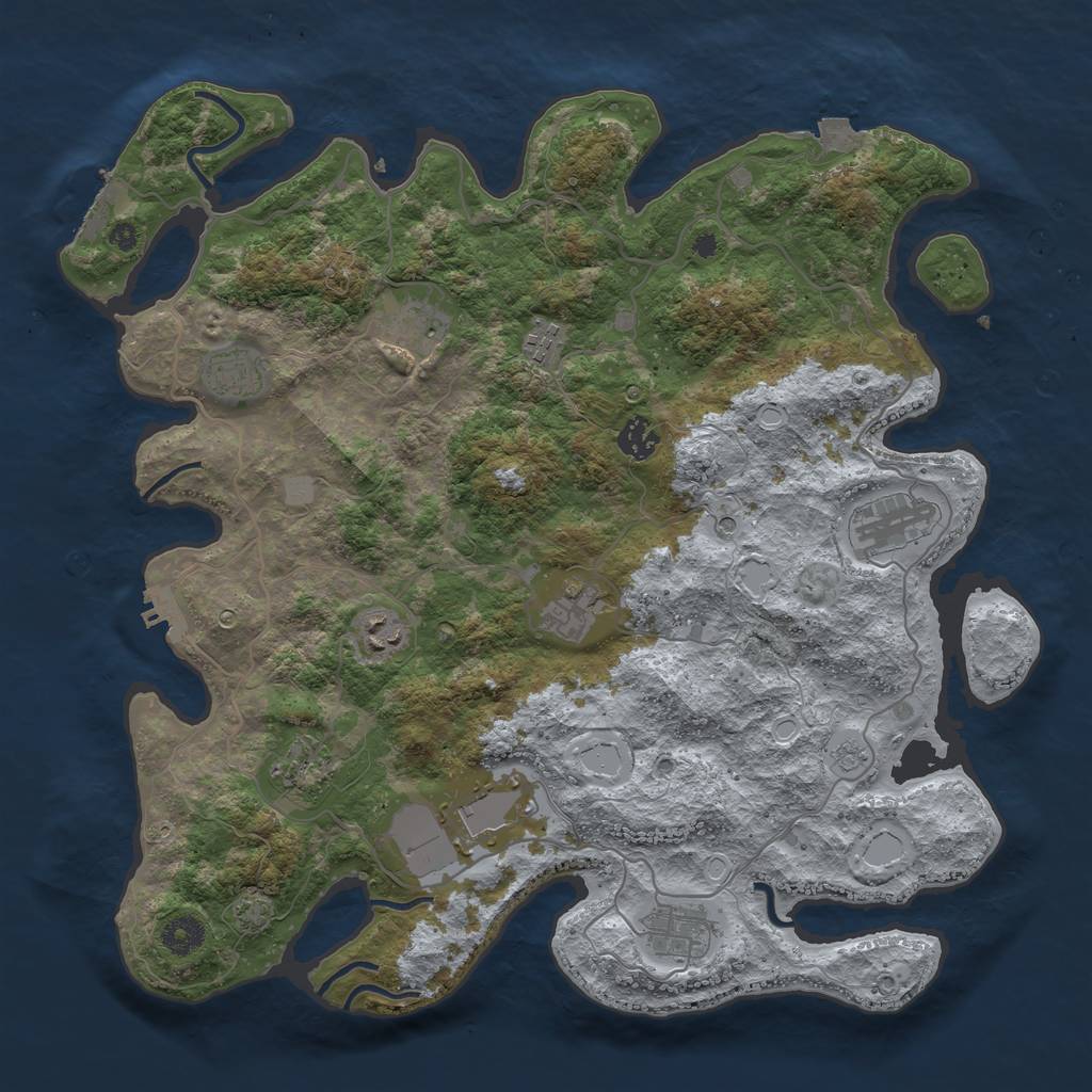Rust Map: Procedural Map, Size: 4000, Seed: 333110972, 18 Monuments